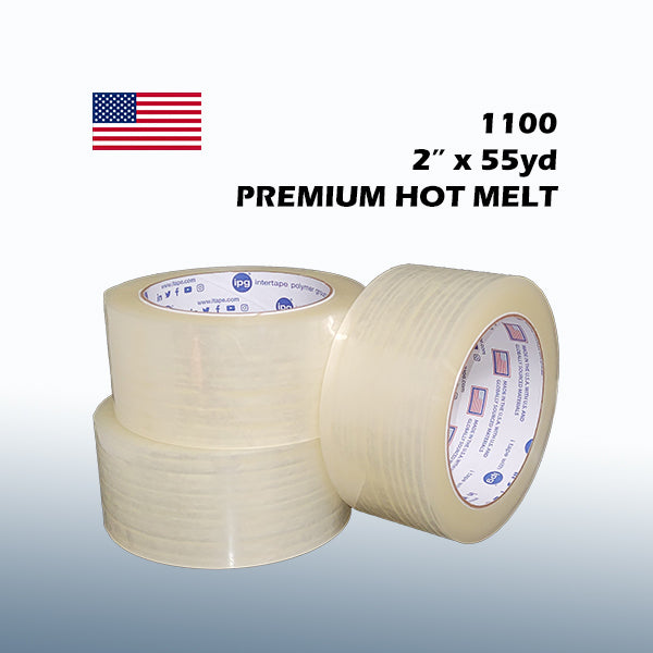 Intertape 1100 2" x 55yd Premium Grade Clear Hot Melt Carton Sealing Tape