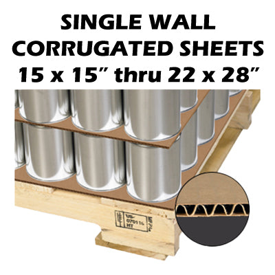 Single Wall Corrugated Sheets 15 x 15" thru 22 x 28"