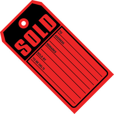 4-3/4 x 2-3/8" 10 Point Card Stock "Sold Tags"