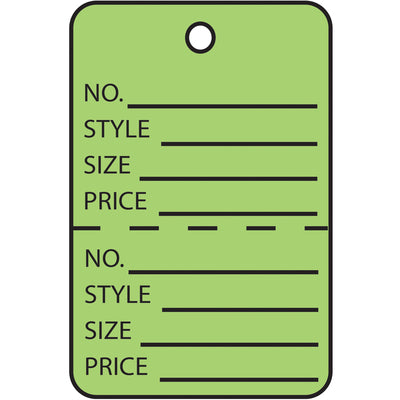 1 3/4 x 2 7/8" Green Perforated Garment Tags-Lamar Packaging Supplies Inc