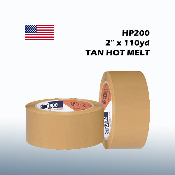 Shurtape HP200 2" x 110yd Tan Hot Melt Carton Sealing Tape
