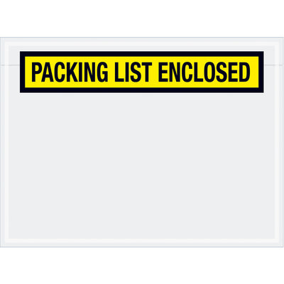 6-3/4" x 5" Yellow Panel Face Envelope "Packing List Enclosed" 1,000/cs