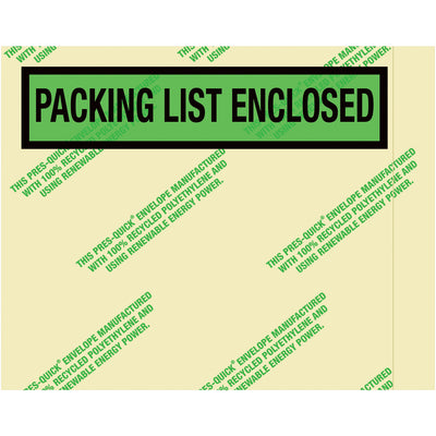 7 x 5-1/2" Environmental "Packing List Enclosed" Envelopes 1,000/cs