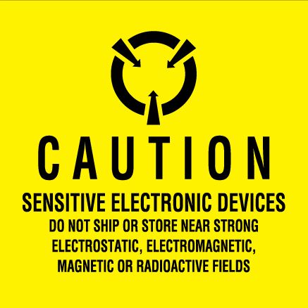 2" x 2" Sensitive Electronic Devices Fluorescent Yellow
