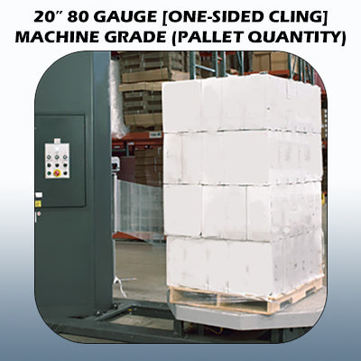 20" 80 Gauge x 5,000' (One Side Cling) Clear Machine Stretch Film 40rls/skid (Photo 1)