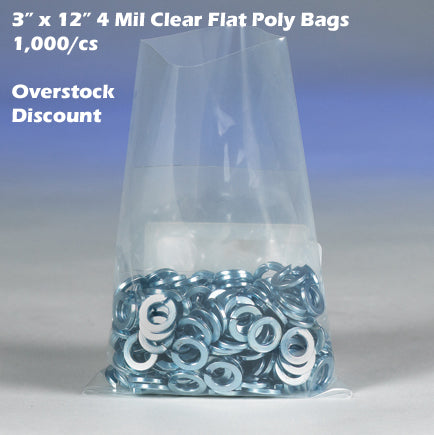 6" x 14" 4 Mil Clear Flat Poly Bags 1,000/cs *Overstock Discount*