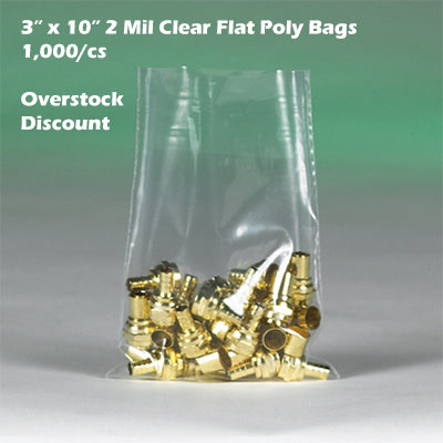 3" x 10" 2 Mil Clear Flat Poly Bags 1,000/cs *Overstock Discount*-2 Mil Flat Poly Bags-Lamar Packaging Supplies Inc