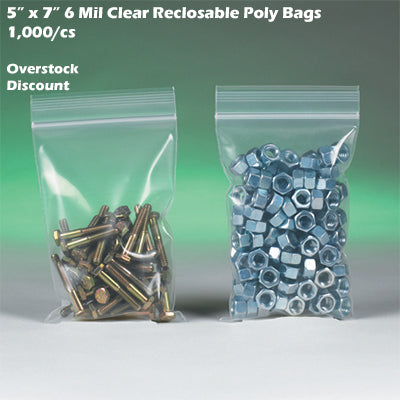 5" x 7" 6 Mil Clear Reclosable Poly Bags 1,000/cs *Overstock Discount*-6 Mil Reclosable Poly Bags-Lamar Packaging Supplies Inc