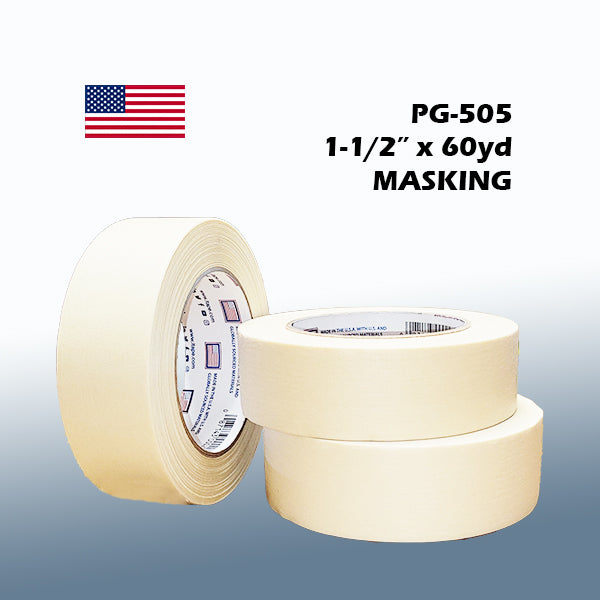 ﻿PG505 1-1/2" x 60yd Industrial Grade Masking Tape 24rls/cs