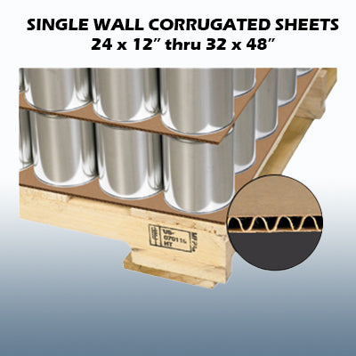 Single Wall Corrugated Sheets 24 x 12" thru 32 x 48"