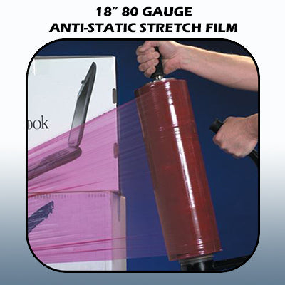 18" 80 Gauge x 1,500' Anti-Static Hand Stretch Film 4rls/cs