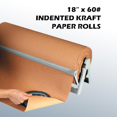 18" x 60 lb Basis Weight Indented Kraft Paper Rolls - 300'/rl