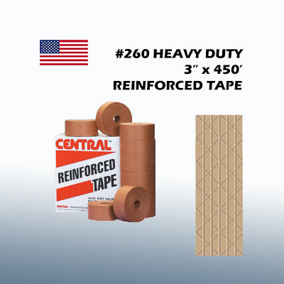 Intertape Central #260 K7450 3" x 450' Heavy Duty Reinforced Tape