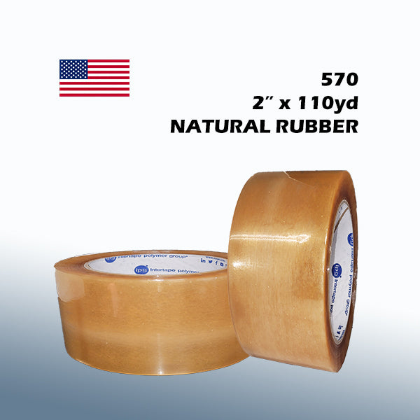 Intertape 570 2" x 110yd Clear Natural Rubber Utility Packing Tape