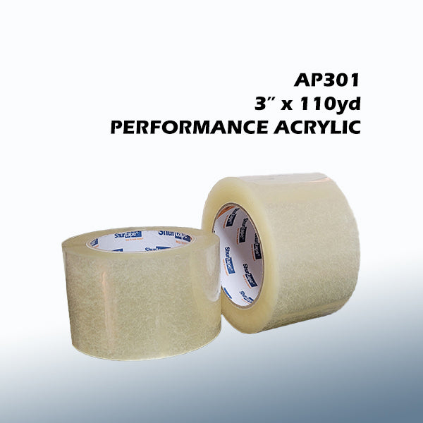 Shurtape AP301 3" x 110yd Clear Performance Acrylic Carton Sealing Tape