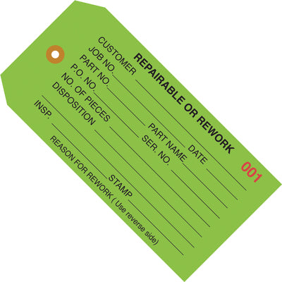 4-3/4 x 2-3/8" - "Repairable or Rework" Inspection Tags