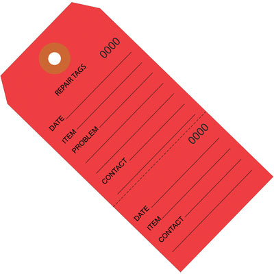 4-3/4 x 2-3/8" Red Repair Tags Consecutively Numbered