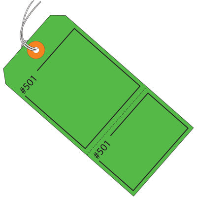 4-3/4 x 2-3/8" Green Claim Tags Consecutively Numbered Pre-Strung