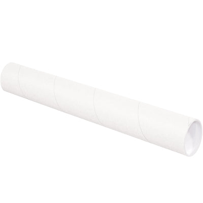 White Mailing Tubes with Caps (Full Case)