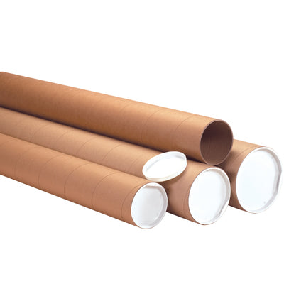 4" Kraft Heavy Duty Mailing Tubes with Caps (Full Case)