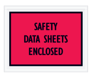 7 x 5-1/2" Red "Safety Data Sheets Enclosed" Envelopes 1,000/cs