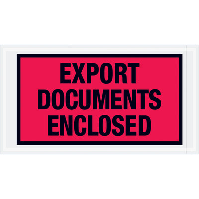5-1/2 x 10" Red "Export Documents Enclosed" Envelopes 1,000/cs