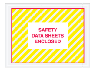 4-1/2 x 6" Yellow Striped "Safety Data Sheets Enclosed" Envelopes 1,000/cs