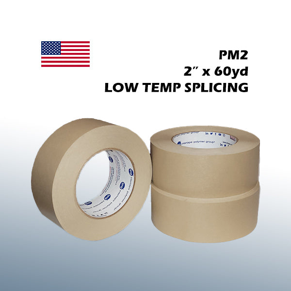 Intertape PM2 2" x 60yd Heavy Duty Low Temp Flat Back Paper Splicing Tape