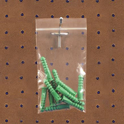 Reclosable Poly Bags, 2 x 3, 4 Mil, With Hang Holes