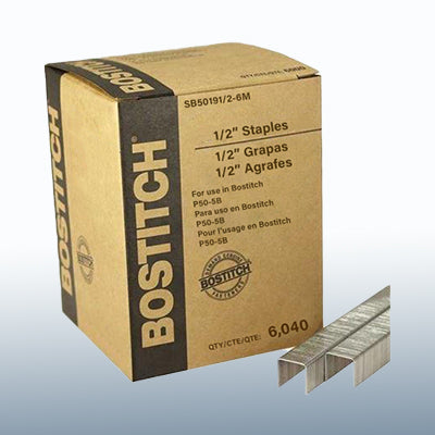 Bostitch SB5019 1/2" Staples (Used with P51-5B) Case Quantity (10bx/cs)