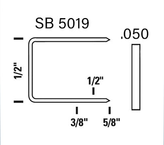 Bostitch P51-5B Carton Closer Pneumatic Plier Stapler (SB 5019 Staple Diagram)