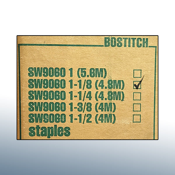 SW9060 1-1/8" Stanley Bostitch Wide Crown Staples 4,000/bx
