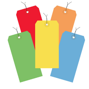 13 Pt. Shipping Tags - Assorted Color Packs PRE-WIRED-Lamar Packaging Supplies Inc