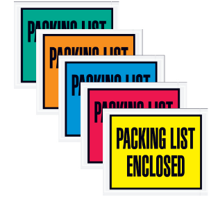 Full Face Envelopes "Packing List Enclosed" (5 available colors) 1,000/cs